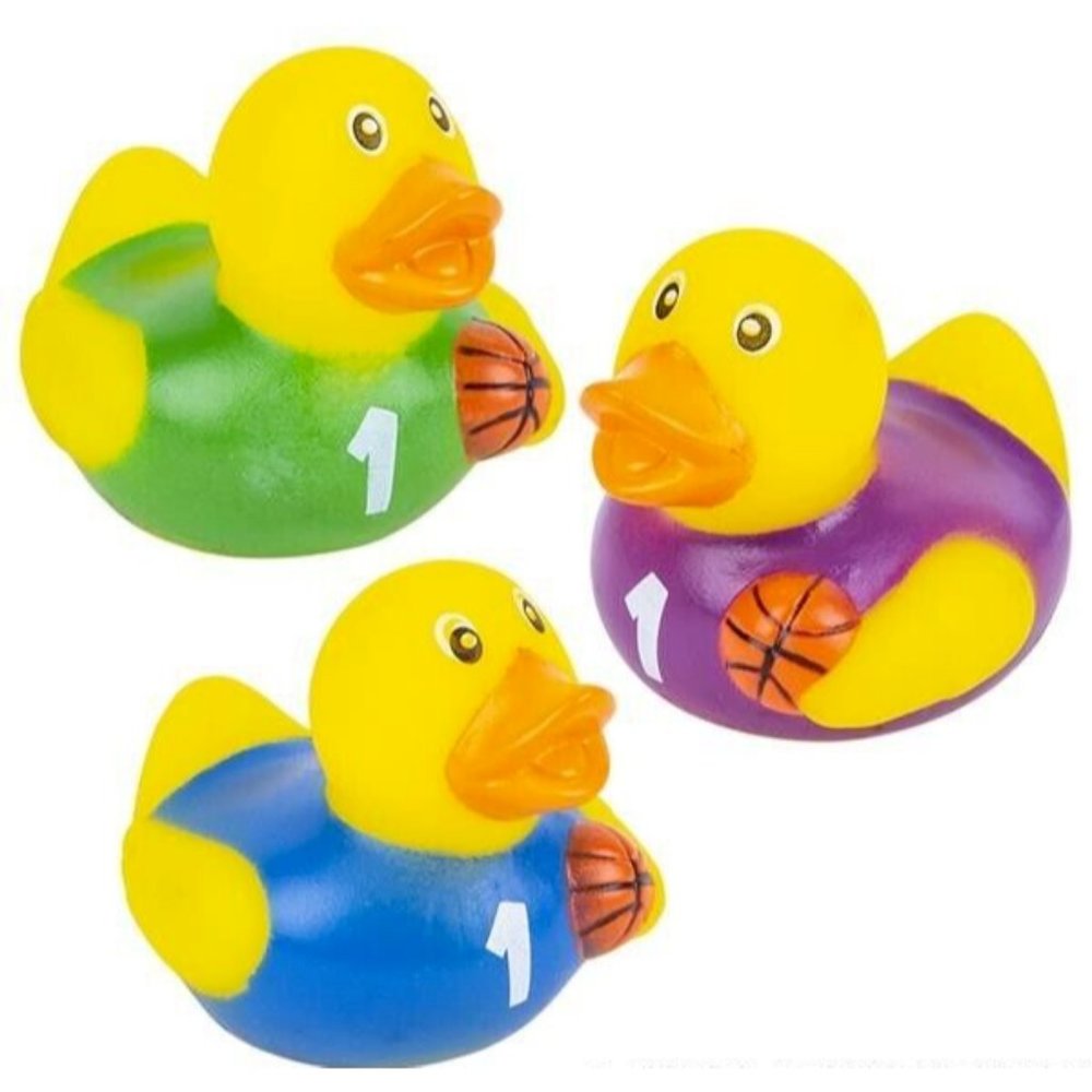 2" BASKETBALL RUBBER DUCKIES - 12 Assorted Ducks Per Order